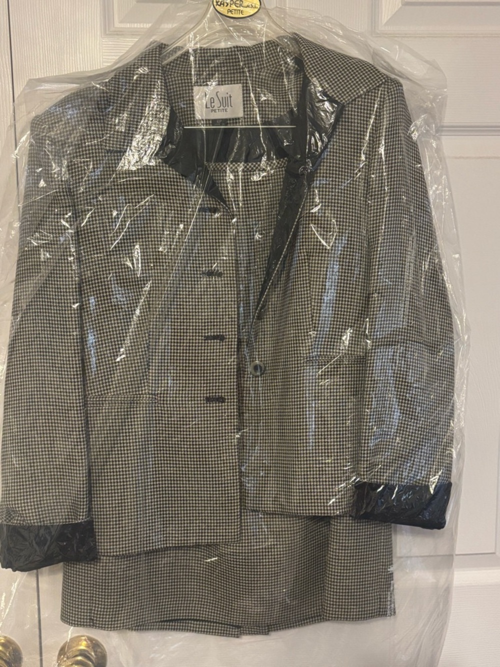 LeSuit Women's Black & White Houndstooth Blazer. sz6p